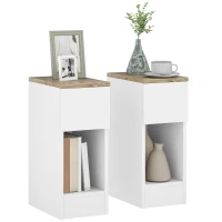 HOMCOM Set of Two Modern Storage Bedside Tables - White(m-1)