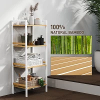 HOMCOM Four-Tier Bamboo Adjustable Shelf Storage Unit(m-7)