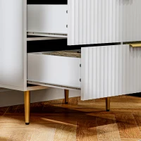 HOMCOM Comodă cu 4 Sertare din Lemn MDF, Comodă Modernă cu Mânere și Picioare Aurii, 60x40x96 cm, Alb(m-9)
