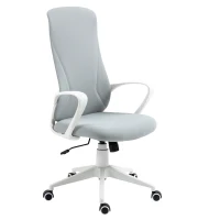 Vinsetto Bürostuhl mit Wippfunktion, Höhenverstellbar, bis 120 kg, Ergonomisch, Drehbar, 62x56x110-119,5cm, Hellgrau(m-13)