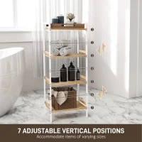 HOMCOM Four-Tier Bamboo Adjustable Shelf Storage Unit(m-5)