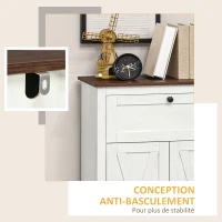 HOMCOM Meuble de rangement buffet multi-rangements 2 portes avec étagère réglable 1 tiroir, dim. 60L x 30P x 87,5H cm(m-6)