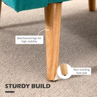 HOMCOM Accent Chair, Linen-Touch Armchair, Upholstered Leisure Lounge Sofa for Living Room, Club Chair with Wooden Frame, Teal(m-5)