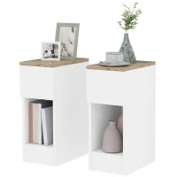 HOMCOM Set of Two Modern Storage Bedside Tables - White(m-11)