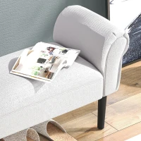 HOMCOM Banco de Pé de Cama Banco com Braços Curvados Estofado e Pés de Madeira Carga Máxima 130kg 102x31x51cm Cinza(m-11)