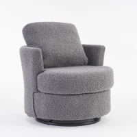 Bedroom Chairs with Back Cushion and Thick Foam Pad, Swivel Armchair with Adjustable Manual Swivel Base, 78.5x83x86 cm, Medium Grey(m-7)