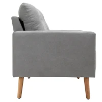 HOMCOM Divano 2 Posti Moderno in Stile Nordico con Schienale Trapuntato, in Poliestere e Legno, 145x76x88 cm, Grigio chiaro(m-12)