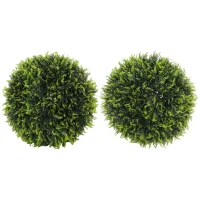 HOMCOM Set di 2 Piante Artificiali a Sfera con Foglie di Cedro per Casa e Giardino Ø45 cm, Verde(m-10)