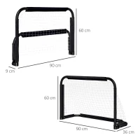 HOMCOM Voetbaldoelset, 2 Opvouwbare Mini-doelen, Metalen Frame, Incl. Gereedschap, 90 x 36 x 60 cm, Zwart(m-3)