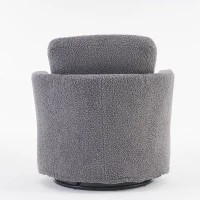 Bedroom Chairs with Back Cushion and Thick Foam Pad, Swivel Armchair with Adjustable Manual Swivel Base, 78.5x83x86 cm, Medium Grey(m-9)