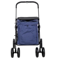 PawHut Hundetrolley bis 20kg klappbar Kissen 3 Seitentaschen 102 cm x 62 cm x 105 cm Blau(m-12)