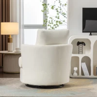 Chenille Swivel Recliner with Back Cushion, Thick Foam Padding, 360° Rotation, 83x78.5x86 cm, Ivory(m-6)