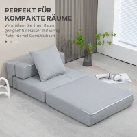 HOMCOM Fotel wypoczynkowy Fotel z funkcją łóżka, w zestawie 1 poduszka, 70 cm x 70 cm x 61 cm, Jasnoszary(m-6)