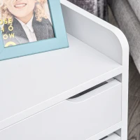 HOMCOM Noptiera cu 2 sertare picioare din pin mobila pentru casa alba(m-8)