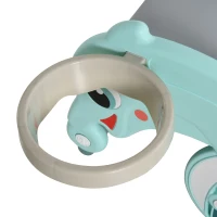 HOMCOM 3-in-1 Cavallo a Dondolo Scivolo per Bambini e Canestro, Età 18-36 mesi, per Casa e Giardino, Verde(m-11)