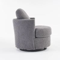 Bedroom Chairs with Back Cushion and Thick Foam Pad, Swivel Armchair with Adjustable Manual Swivel Base, 78.5x83x86 cm, Medium Grey(m-8)