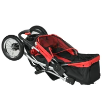PawHut Hundewagen Hundebuggy mit 3 Rädern klappbar bis 10 kg Oxford Rot+Schwarz 109,5 x 54,5 x 106,5 cm(m-16)