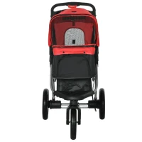 PawHut Hundewagen Hundebuggy mit 3 Rädern klappbar bis 10 kg Oxford Rot+Schwarz 109,5 x 54,5 x 106,5 cm(m-12)