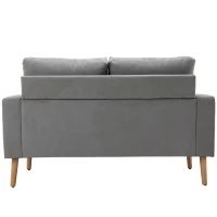 HOMCOM Divano 2 Posti Moderno in Stile Nordico con Schienale Trapuntato, in Poliestere e Legno, 145x76x88 cm, Grigio chiaro(m-13)