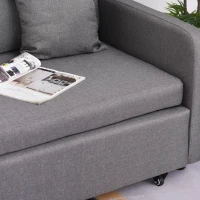 HOMCOM Divano Letto 2 Posti 2 in 1 con Vano Contenitore e Design Moderno, Letto Singolo, Imbottito e Rivestito in Lino Grigio(m-11)