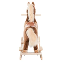 HOMCOM Cavallo a Dondolo in Legno Giocattolo Cavalcabile Bambini Peluche 74 × 33 × 62cm(m-10)