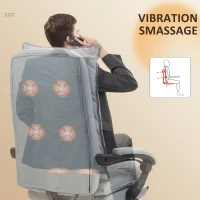 Vinsetto Ergonomische massage bureaustoel, verstelbare bureaustoel met massagefunctie, nylon, Lichtgrijs(m-7)
