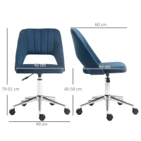 Vinsetto Armless Velvet-Feel Office Chair - Dark Blue(m-3)