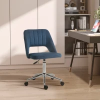 Vinsetto Armless Velvet-Feel Office Chair - Dark Blue(m-2)