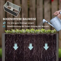 Outsunny Zestaw 2 wysokich grządek, Skrzynia Uprawna, Extra Głęboka, Metal, 120 x 60 x 60 cm, Ciemnoszary(m-5)