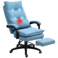 Vinsetto Massage Bureaustoel, Ergonomische Bureaustoel met Massagefunctie, Hoogteverstelbaar, Draaibaar, Nylon, Blauw(m-10)