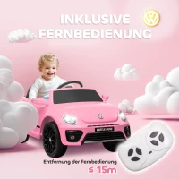 AIYAPLAY Elektrische Kinderwagen, VW Kever, 3-5 km/u, met Afstandsbediening & Muziek, Roze(m-5)
