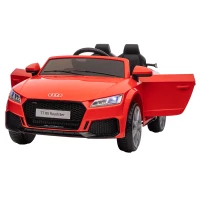 HOMCOM Audi Kinder Elektroauto 12V mit 2,4G Fernbedienung, Musik, Hupe, Elektrofahrzeug mit LED-Leuchte, USB/MP3-Anschluss, Rückwärtsfunktion, für Kinder 3-5 Jahre, Rot(m-9)