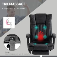 Vinsetto Directiestoel met Massage- en Verwarmfunctie, Voetensteun, Verstelbaar, tot 120kg, Grijs(m-7)