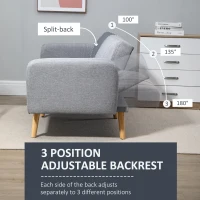 HOMCOM Three-Seater Sofa Bed, with Split Back - Light Grey(m-5)