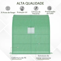 Outsunny Estufa Pequena Estufa de Exterior com Janelas Prateleiras de 3 Níveis Estufa para Cultivo de Plantas Flores 200x100x215 cm Verde(m-5)