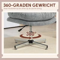 HOMCOM Bureaustoel zonder Armleuningen, Comfortabele Bureau Stoel met Gepolsterde Zitting en Verstelbare Hoogte, Grijs(m-6)