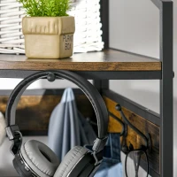 HOMCOM Appendiabiti da Terra Angolare con Panca e Scarpiera in Stile Industriale, 50x50x183cm, Marrone(m-10)