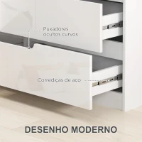 HOMCOM Cómoda com 6 Gavetas Cómoda de Dormitório Moderna com Sistema Anti-Tombo 120x40x75 cm Branco(m-5)