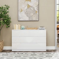 HOMCOM Cómoda com 6 Gavetas Cómoda de Dormitório Moderna com Sistema Anti-Tombo 120x40x75 cm Branco(m-7)