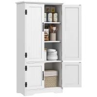 HOMCOM Armário de Cozinha Alto Móvel Auxiliar com 4 Portas e Prateleiras Ajustáveis 60x30x123 cm Branco(m-10)