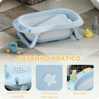AIYAPLAY Banheira Dobrável para Bebé com Suporte Banheira Recém Nascido com Orifício de Drenagem  83x48x23,5 cm Azul Claro(m-7)
