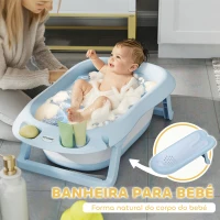 AIYAPLAY Banheira Dobrável para Bebé com Suporte Banheira Recém Nascido com Orifício de Drenagem  83x48x23,5 cm Azul Claro(m-5)