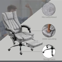 HOMCOM Ergonomische bureaustoel comfortabele grote massage met verwarmingsfunctie ligfunctie voetensteun thuis grijs(m-8)
