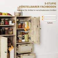 HOMCOM Opbergkast, Flexibel Dressoir met Rotan-Deuren, Laden en Verstelbare Planken, 80B x 40D x 120H cm(m-6)