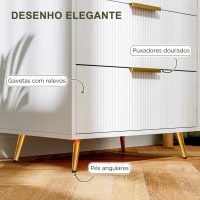 HOMCOM Cómoda com 4 Gavetas Cómoda de Dormitório Moderna com Desenho Ondulado Anti-Tombo 60x40x90 cm Branco(m-5)