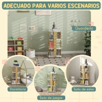 AIYAPLAY Estantería para Libros Infantil Librería Infantil con Ruedas Estantería Infantil con 3 Estantes Blanco y Natural(m-7)