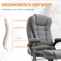 Vinsetto® kantoorstoel massagestoel draaistoel in hoogte verstelbaar 130° hoek linnen grijs 67 x 85 x 116 cm(m-4)