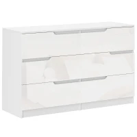 HOMCOM Cómoda com 6 Gavetas Cómoda de Dormitório Moderna com Sistema Anti-Tombo 120x40x75 cm Branco(m-10)