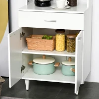 HOMCOM Credenza Alta da Cucina, Madia Classica Bianca in Legno con 2 Armadietti e 1 Mensola, Bianco, 60x40x160cm(m-12)