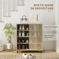 HOMCOM Dulap pentru Pantofi pe 4 Niveluri din PAL și Oțel cu Ușă Glisantă și Rafturi Reglabile, 80x40x93 cm, Lemn Natural(m-4)